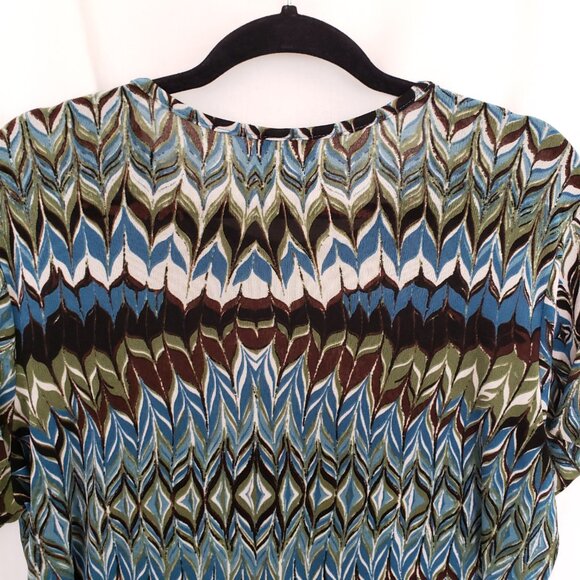 Jaclyn Smith Multicolor Stripie Short Sleeve Stretchy Scoop Neck Blouse Size XL - Picture 11 of 12